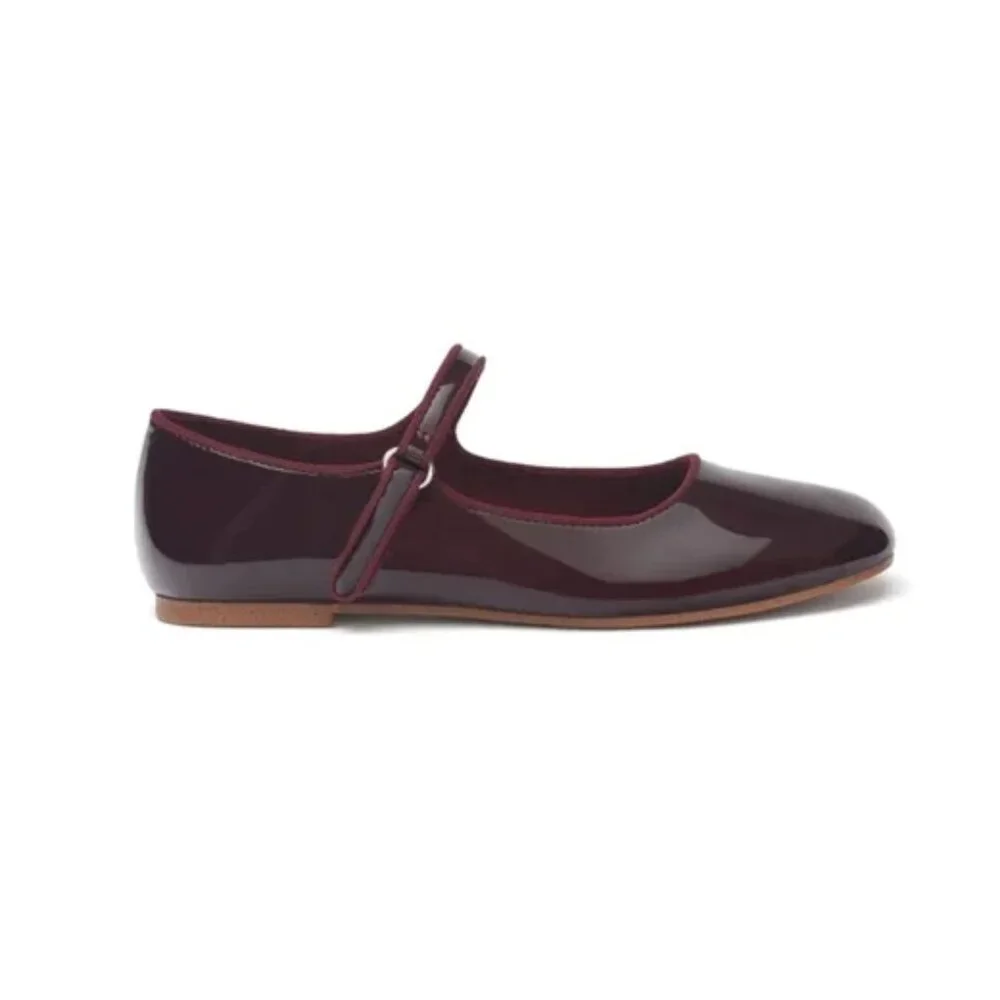 Zara maroon patient leather little girl flats size 12 - Picture 1 of 10